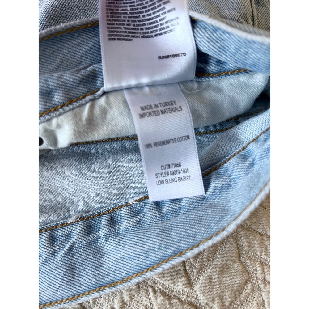 AGOLDE Low Slung Baggy Size 29 Light Blue Jeans Wide Leg Distressed Hem - Picture 6 of 8